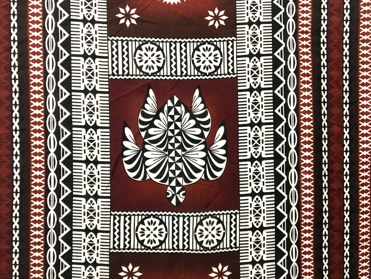 Poly Linen Fabric Fiji Turtle Border