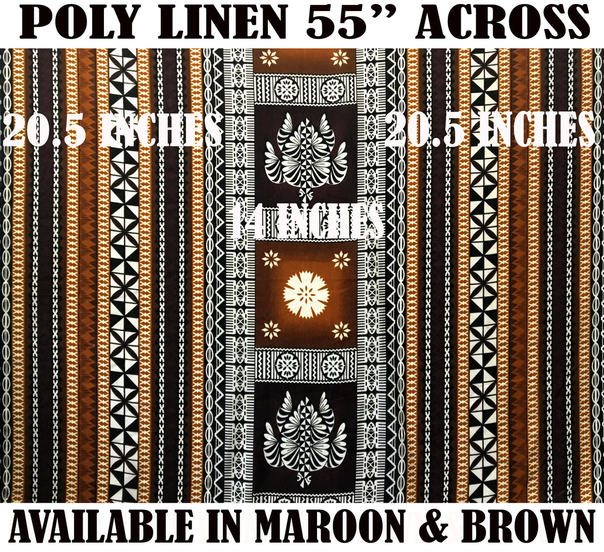 Poly Linen Fabric Fiji Turtle Border