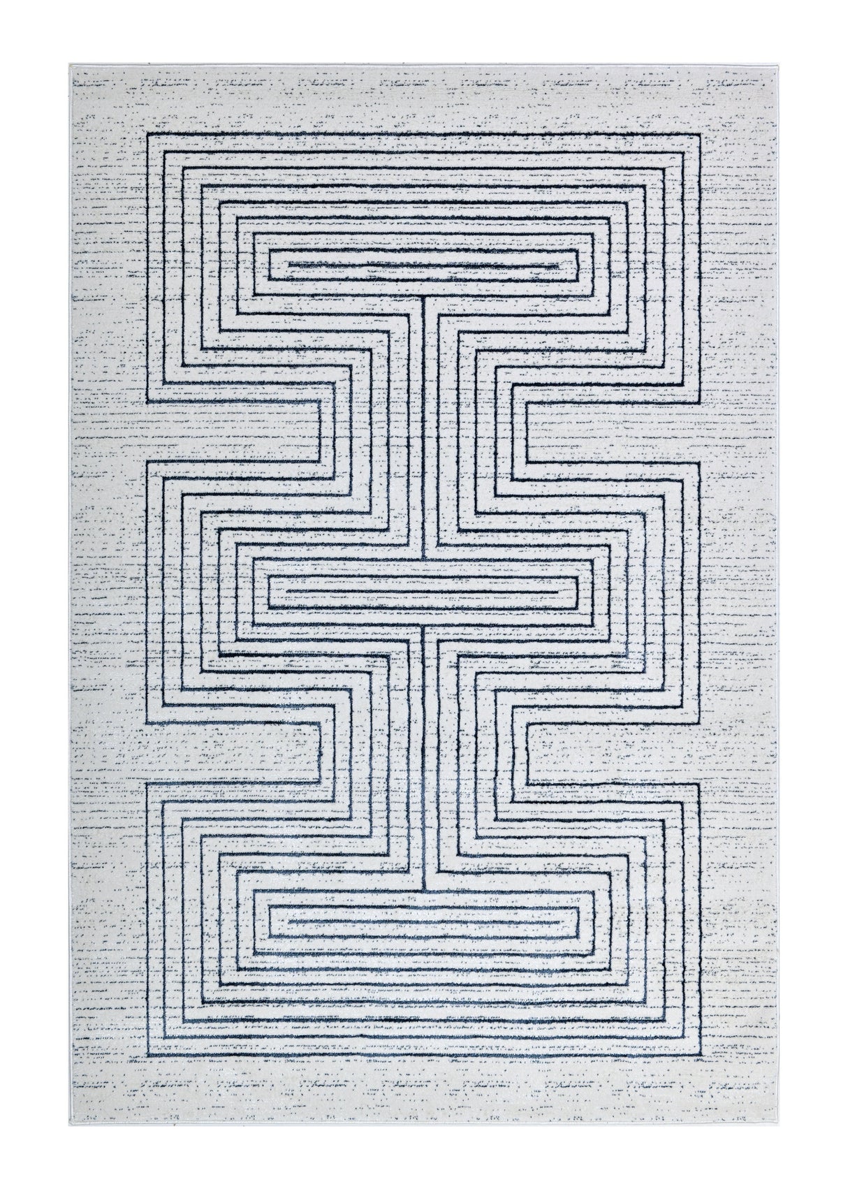 Z329B Polyester Fabric - Soft Cream, Sheer Blue And Subtle Emerald Geometric Accents, Area Rug (1 Piece)