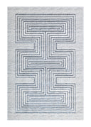 Z329B Polyester Fabric - Soft Cream, Sheer Blue And Subtle Emerald Geometric Accents, Area Rug (1 Piece)