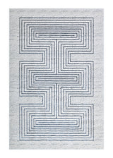 Z329B Polyester Fabric - Soft Cream, Sheer Blue And Subtle Emerald Geometric Accents, Area Rug (1 Piece)