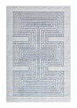 Z329B Polyester Fabric - Soft Cream, Sheer Blue And Subtle Emerald Geometric Accents, Area Rug (1 Piece)