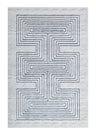Z329B Polyester Fabric - Soft Cream, Sheer Blue And Subtle Emerald Geometric Accents, Area Rug (1 Piece)