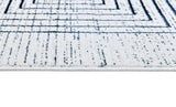 Z329B Polyester Fabric - Soft Cream, Sheer Blue And Subtle Emerald Geometric Accents, Area Rug (1 Piece)