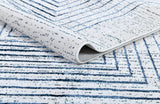 Z329B Polyester Fabric - Soft Cream, Sheer Blue And Subtle Emerald Geometric Accents, Area Rug (1 Piece)