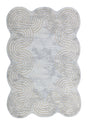 Z325B Polyester Fabric - Cream Rug With Metallic Gold Accents, Designer Geometric Edge Style, 5' 3" X 7' 6", 7' 9" X 10' 5", 10' X 13' (1 Piece)