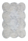Z325B Polyester Fabric - Cream Rug With Metallic Gold Accents, Designer Geometric Edge Style, 5' 3" X 7' 6", 7' 9" X 10' 5", 10' X 13' (1 Piece)