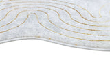 Z325B Polyester Fabric - Cream Rug With Metallic Gold Accents, Designer Geometric Edge Style, 5' 3" X 7' 6", 7' 9" X 10' 5", 10' X 13' (1 Piece)