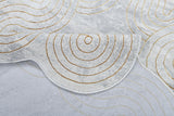 Z325B Polyester Fabric - Cream Rug With Metallic Gold Accents, Designer Geometric Edge Style, 5' 3" X 7' 6", 7' 9" X 10' 5", 10' X 13' (1 Piece)