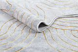 Z325B Polyester Fabric - Cream Rug With Metallic Gold Accents, Designer Geometric Edge Style, 5' 3" X 7' 6", 7' 9" X 10' 5", 10' X 13' (1 Piece)
