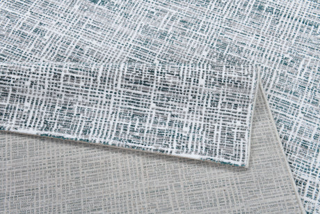 Z240A Polyester Fabric - Fresh Cream Rug With Green And Silver Geometric Accents, Green, Geometric, 5' 3" X 7' 6", 7' 9" X 10' 5", 10' X 13' (1 Rug)