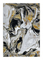 Z258A Polyester Area Rug - Metallic Silver, Brushed Gold, Deep Black Abstract Marbled Design (1 Rug)