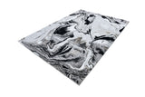 Z258A Polyester Area Rug - Metallic Silver, Brushed Gold, Deep Black Abstract Marbled Design (1 Rug)