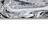 Z258A Polyester Area Rug - Metallic Silver, Brushed Gold, Deep Black Abstract Marbled Design (1 Rug)