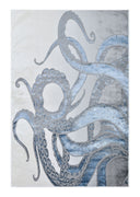 Z339A Polyester Fabric - Metallic Octopus Tentacle Design, Light Grey, Black Or Blue, 5' 3" X 7' 6" / 7' 9" X 10' 5" (1 Rug)
