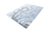 Z339A Polyester Fabric - Metallic Octopus Tentacle Design, Light Grey, Black Or Blue, 5' 3" X 7' 6" / 7' 9" X 10' 5" (1 Rug)