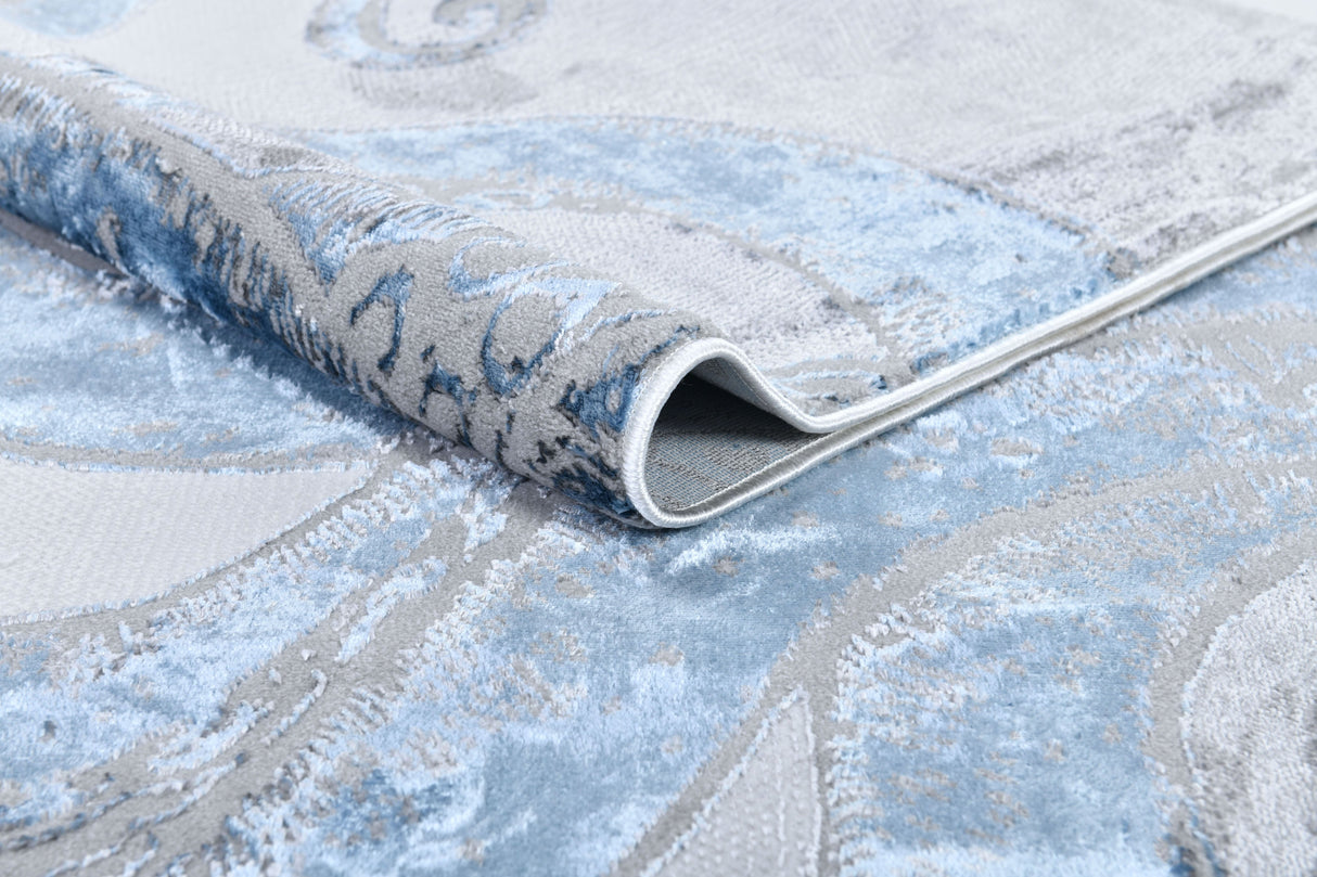Z339A Polyester Fabric - Metallic Octopus Tentacle Design, Light Grey, Black Or Blue, 5' 3" X 7' 6" / 7' 9" X 10' 5" (1 Rug)