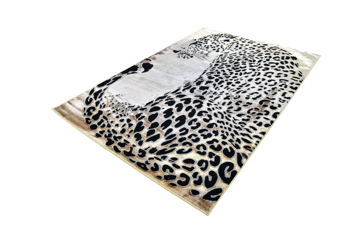Luxury Soft-Touch Polyester Fabric - Bronze, Metallic Copper And Black Cheetah Print, 5' 3" X 7' 6", 7' 9" X 10' 5", 10' X 13' (1 Unit)