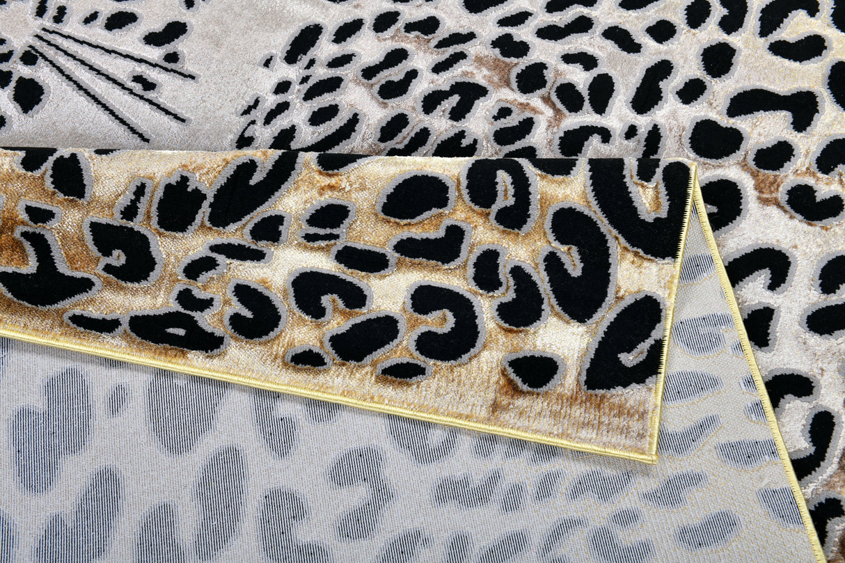 Luxury Soft-Touch Polyester Fabric - Bronze, Metallic Copper And Black Cheetah Print, 5' 3" X 7' 6", 7' 9" X 10' 5", 10' X 13' (1 Unit)