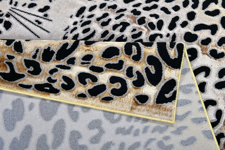 Luxury Soft-Touch Polyester Fabric - Bronze, Metallic Copper And Black Cheetah Print, 5' 3" X 7' 6", 7' 9" X 10' 5", 10' X 13' (1 Unit)