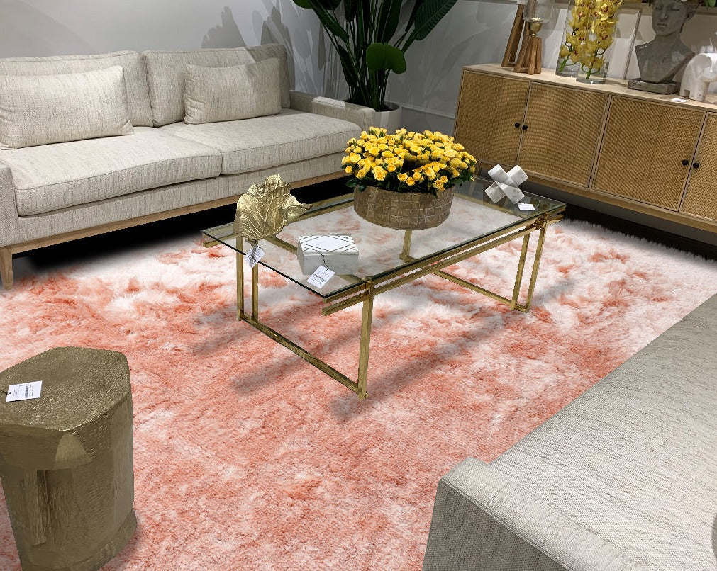 Brisa Shag Viscose Polyester Fabric - Powder Pink, Solid Two Tone, 2" Pile Height (1 Unit)
