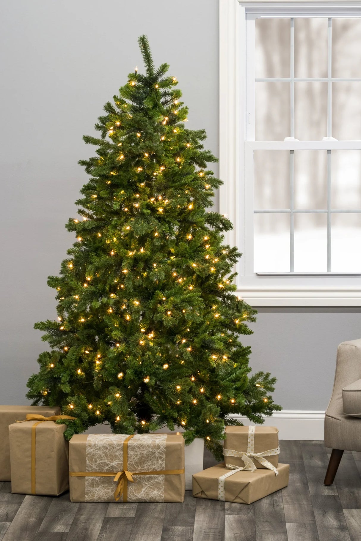 Prelit Calgary Spruce Christmas Tree with Warm White Lights