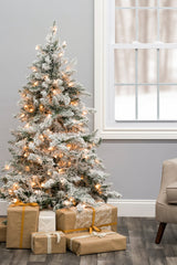 5' Prelit Alpine Spruce Snow Flocked Christmas Tree