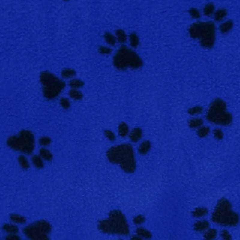 Animal Paw Print Blue and Black Fleece Fabric