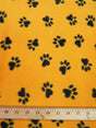 Animal Paw Print Yellow and Black Fleece Fabric