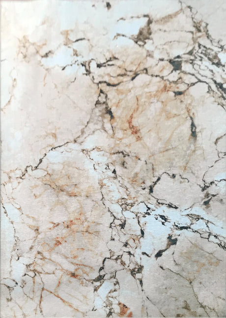 Earth Tones Vintage Marble Style Polypropylene Fabric - Tan Marble Print, 7'6" X 10'3" (1 Piece)