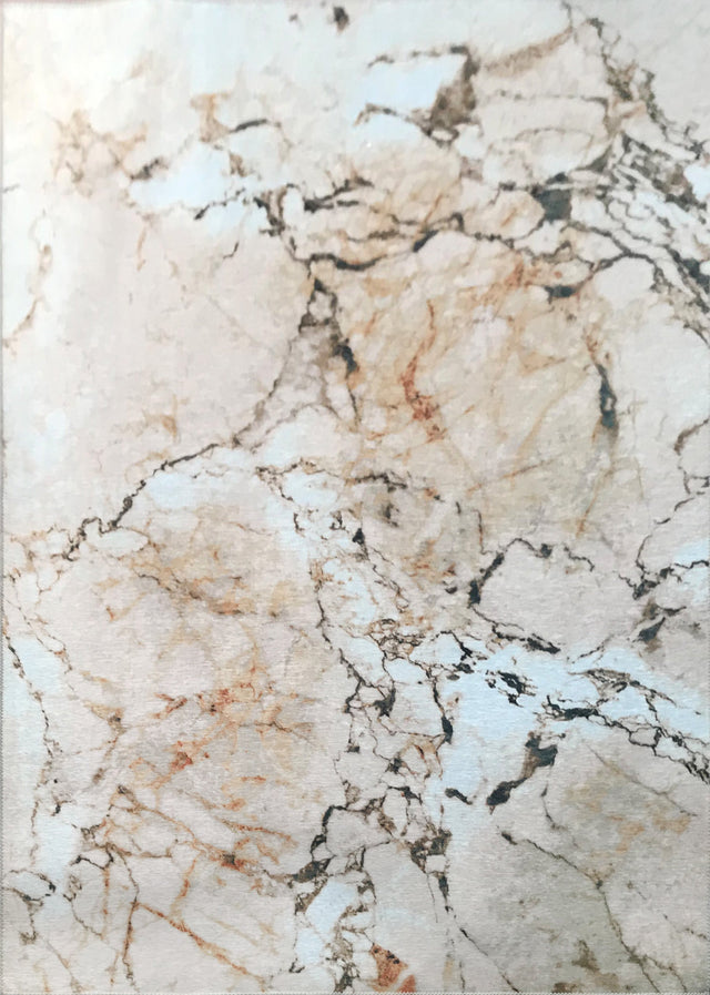 Earth Tones Vintage Marble Style Polypropylene Fabric - Tan Marble Print, 7'6" X 10'3" (1 Piece)