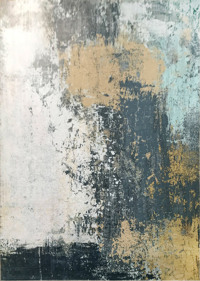 Dark Beige Tones Vintage Print Design Area Rug - Gold Vintage Print, 7'6" X 10'3" (1 Piece)