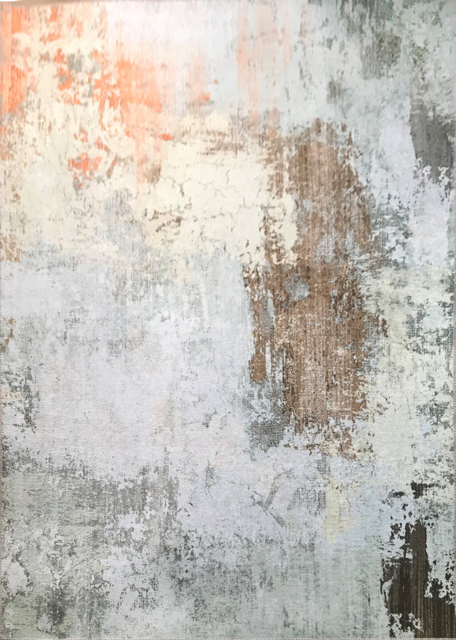 Vintage Rusty Print Style Printed Rug - Orange Brown Beige, Rust, 7'6" X 10'3" (1 Piece)