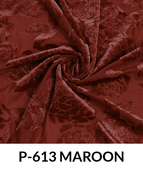 Printed Burnt-Out Velvet P613 - Polyester Velvet Fabric, Printed Burnout Pattern