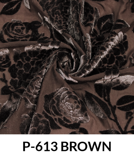 Printed Burnt-Out Velvet P613 - Polyester Velvet Fabric, Printed Burnout Pattern