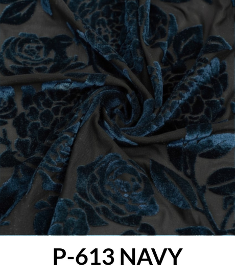 Printed Burnt-Out Velvet P613 - Polyester Velvet Fabric, Printed Burnout Pattern