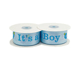 1 1/2" x 25 Yards Blue It's a Boy Baby Shower Printed Satin Gift Ribbon - Pack of 5 Rolls
