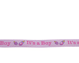 3/8" x 25 Yards Lavender / Pink It's a Boy Baby Printed Shower Satin Gift Ribbon