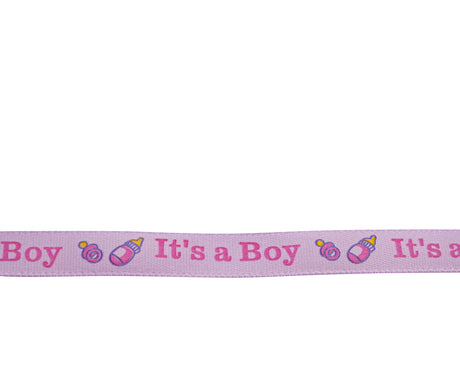 3/8" x 25 Yards Lavender / Pink It's a Boy Baby Printed Shower Satin Gift Ribbon