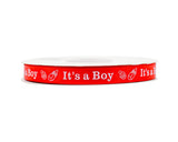 3/8"x 25 yards Red It's a Boy Baby Shower Printed Satin Gift Ribbon - Pack of 15 Rolls