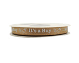 3/8"x 25 yards Tan It's a Boy Baby Shower Printed Satin Gift Ribbon - Pack of 15 Rolls