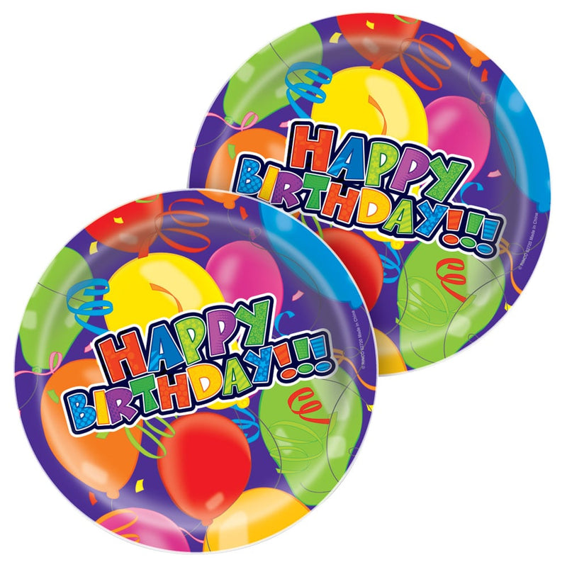 Birthday Paper Plates 9" (250 Pc Poly Bag)