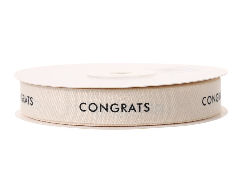 5/8" x 25 Yards "CONGRATS" Printed Cotton Ribbon - Pack of 10 Rolls