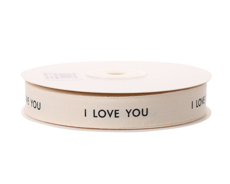 5/8" x 25 Yards "I LOVE YOU" Printed Cotton Ribbon - Pack of 10 Rolls