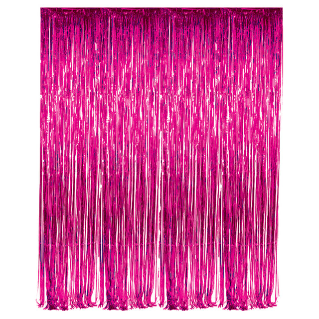 Fuchsia Foil Fringe Curtain 36x96