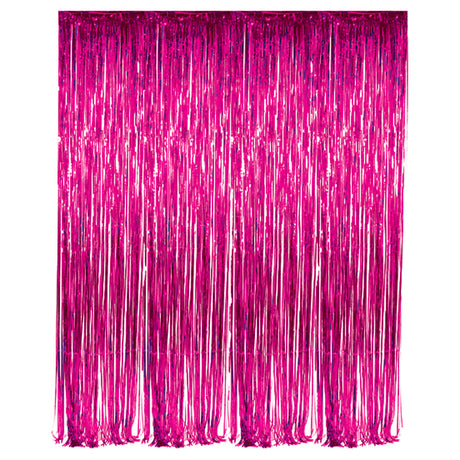 Fuchsia Foil Fringe Curtain 36x96