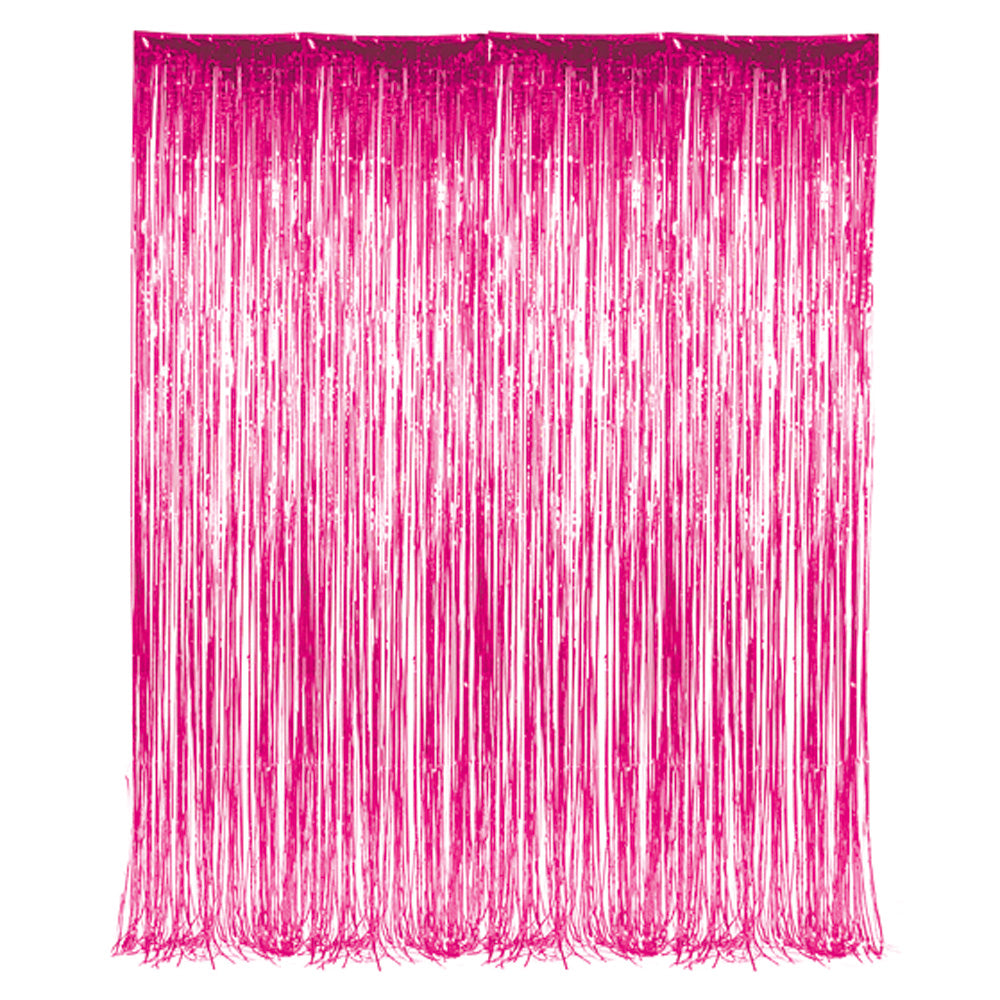 Pink Foil Fringe Curtain 36"x96"