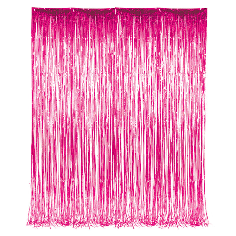Pink Foil Fringe Curtain 36"x96"