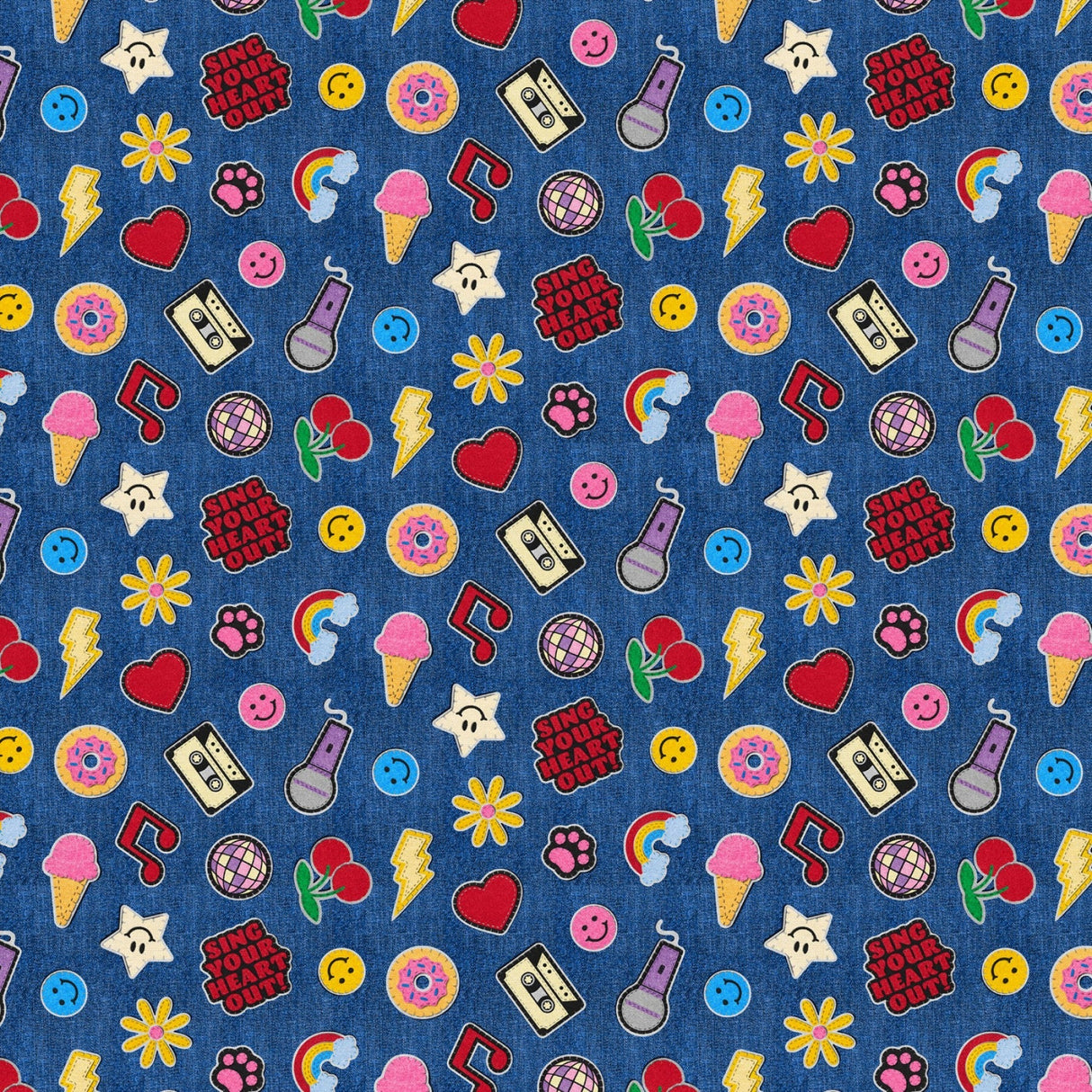 Cotton Print Blue Patch Perfect Girl World Fabric