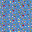 Cotton Smileys & Rainbows Print Fabric 43/44" Blue